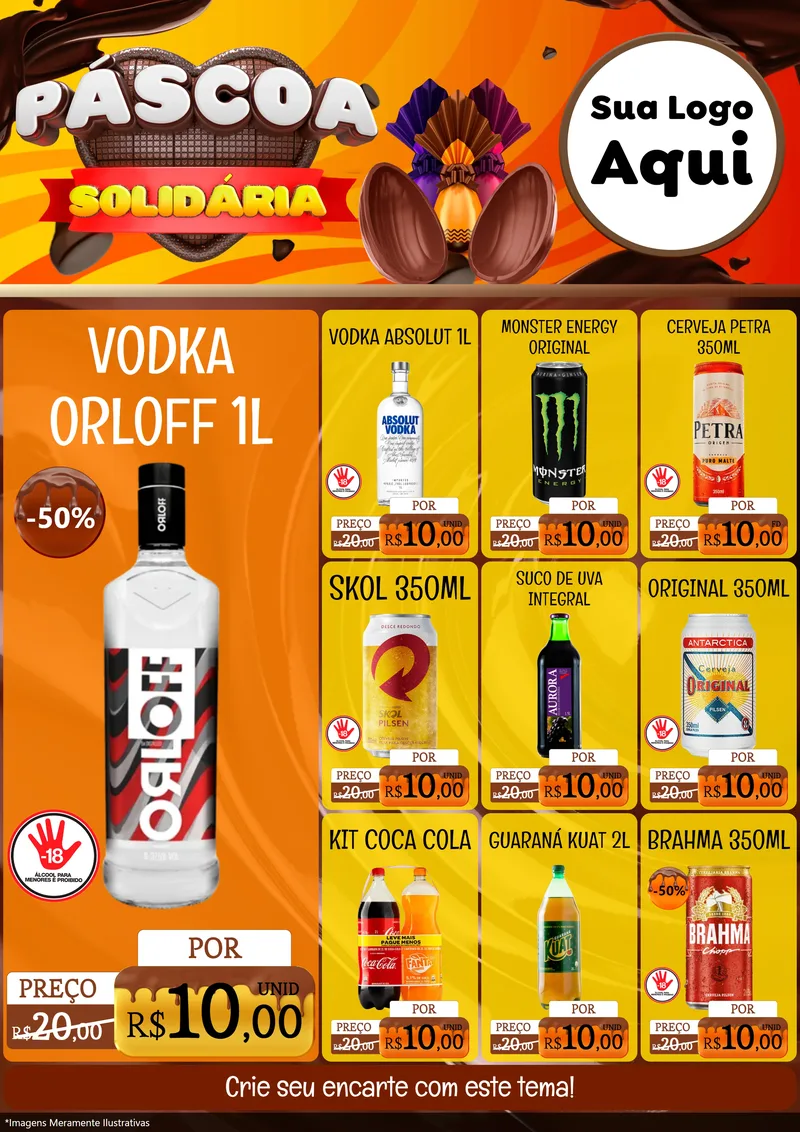 Modelo de Encarte para Encarte A4 Vertical com o tema Páscoa Solidária para Distribuidora de bebidas