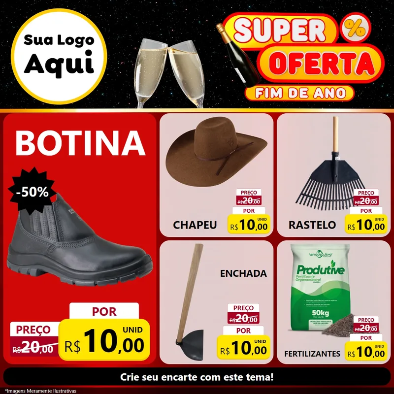 Modelo de Rede Social para Feed Facebook com o tema Super Oferta Fim de Ano para Agropecuária