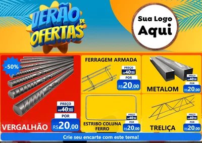 Modelo de Encarte para Encarte A4 Horizontal com o tema Verão de Ofertas para Ferragens