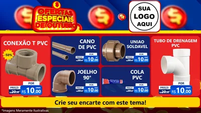 Modelo de TV para TV Horizontal com o tema Ofertas Especiais de Outubro para Tubos e conexões