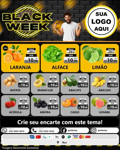 Modelo de Rede Social para Feed Instagram com o tema Black Week para Hortifrúti