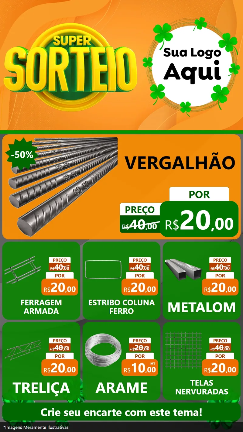 Modelo de Rede Social para Stories com o tema Super Sorteio para Ferragens