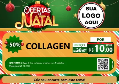 Modelo de Cartaz para Cartaz A4 Horizontal com o tema Ofertas de Natal para Suplementos alimentares