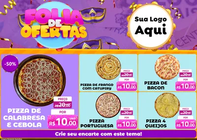 Modelo de Encarte para Encarte A4 Horizontal com o tema Folia de Ofertas para Pizzaria