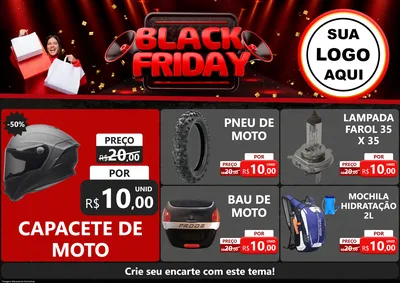Modelo de Encarte para Encarte A4 Horizontal com o tema Black Friday para Moto peças