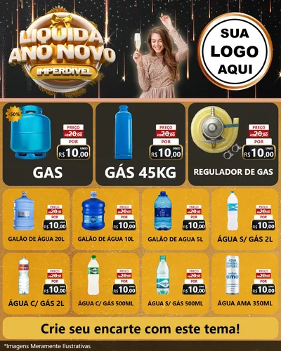 Modelo de Rede Social para Feed Instagram com o tema Liquida Ano Novo Imperdível para Água e gás