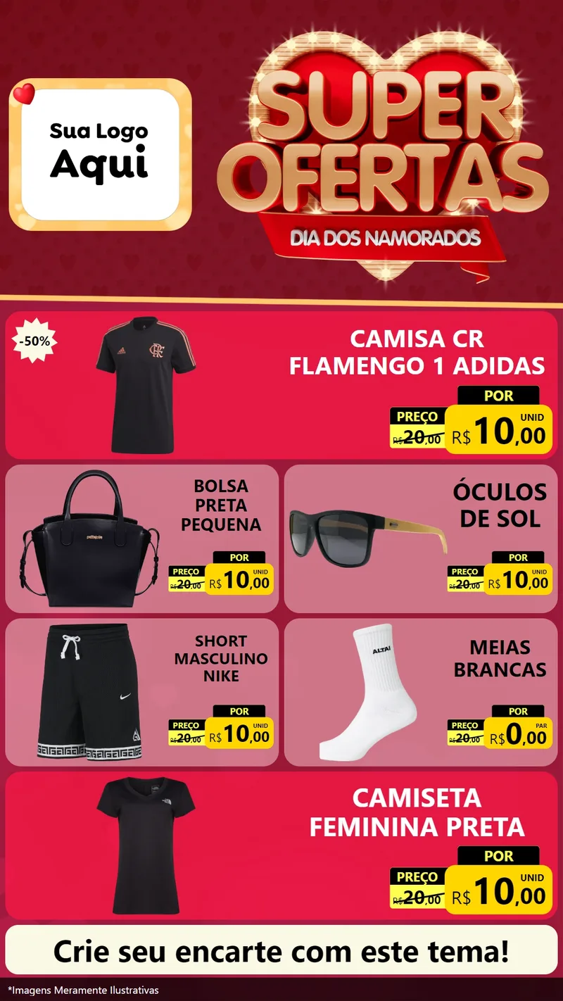 Modelo de TV para TV Vertical com o tema Dia dos Namorados para Roupas e acessórios
