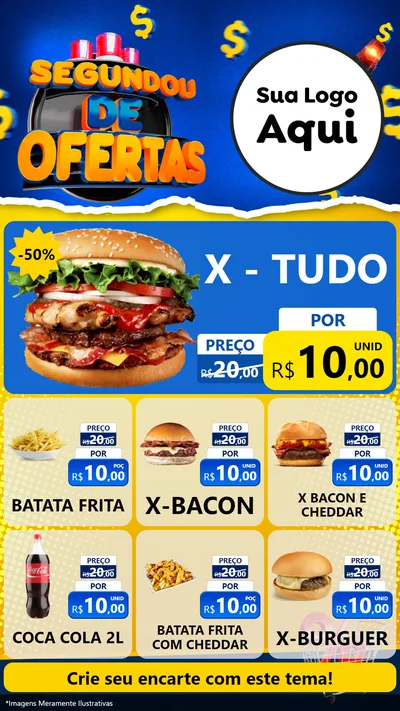 Modelo de Rede Social para Stories com o tema Segundou de Ofertas para Hamburgueria
