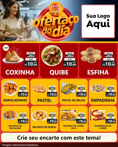 Modelo de Rede Social para Feed Instagram com o tema Ofertaço Do Dia para Salgadaria
