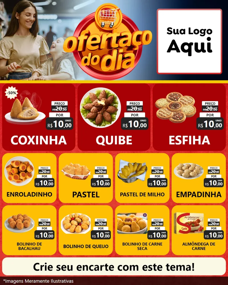 Modelo de Rede Social para Feed Instagram com o tema Ofertaço Do Dia para Salgadaria