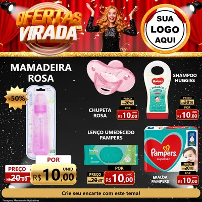 Modelo de Rede Social para Feed Facebook com o tema Ofertas da Virada para Bebês