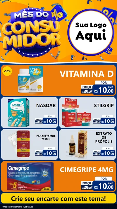 Modelo de TV para TV Vertical com o tema Mês do Consumidor para Farmácia
