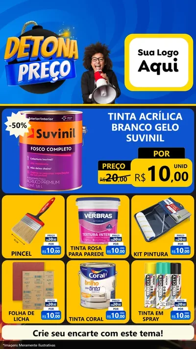 Modelo de Rede Social para Stories com o tema Detona Preços para Tintas e Ferramentas