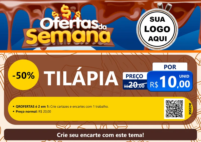 Modelo de Cartaz para Cartaz A4 Horizontal com o tema Ofertas da Semana - Páscoa para Peixaria