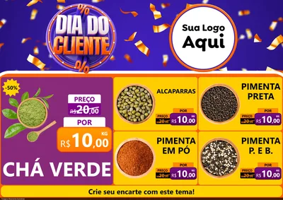 Modelo de Encarte para Encarte A4 Horizontal com o tema Dia do Cliente para Produtos Naturais