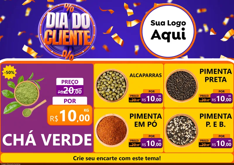 Modelo de Encarte para Encarte A4 Horizontal com o tema Dia do Cliente para Produtos Naturais