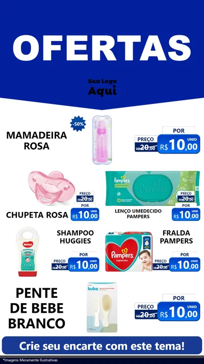 Modelo de TV para TV Vertical com o tema Ofertas Azul Cartaz para Bebês