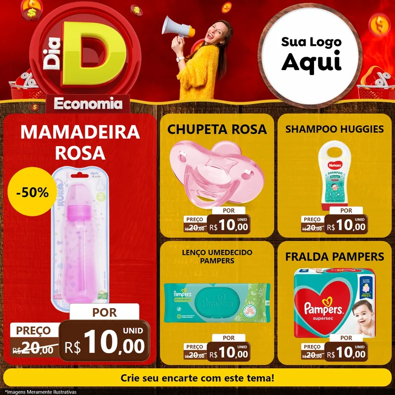 Modelo de Rede Social para Feed Facebook com o tema Dia D Economia para Bebês