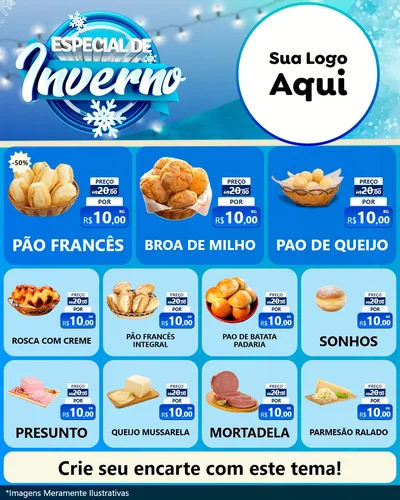 Modelo de Rede Social para Feed Instagram com o tema Especial de Inverno para Padaria