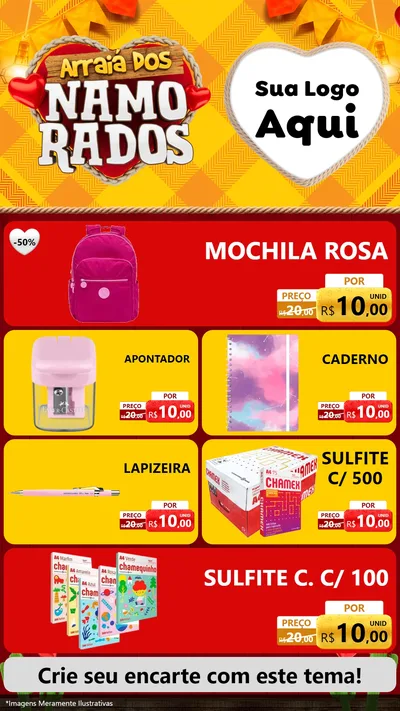 Modelo de TV para TV Vertical com o tema Arraiá dos Namorados para Papelaria