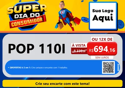 Modelo de Cartaz para Cartaz A4 Horizontal com o tema Super Dia do Consumidor para Concessionaria de Motos
