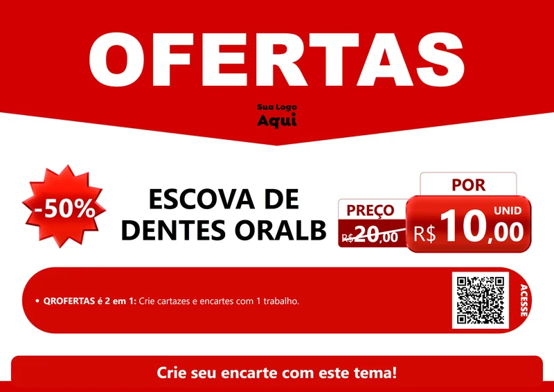 Modelo de Cartaz para Cartaz A4 Horizontal com o tema Ofertas Vermelho Cartaz para Higiene Pessoal
