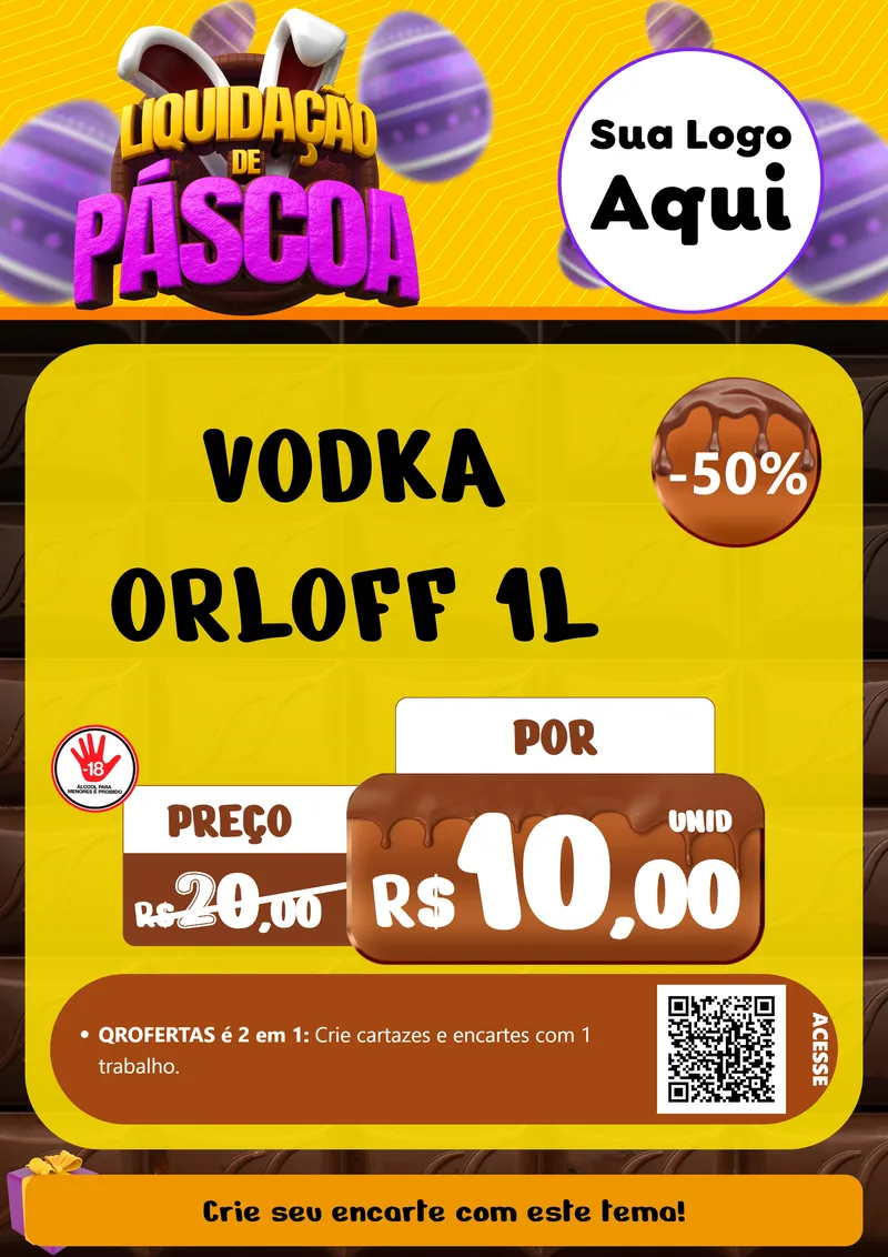 Modelo de Cartaz para Cartaz A4 Vertical com o tema Liquidação de Páscoa para Distribuidora de bebidas