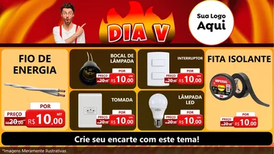 Modelo de TV para TV Horizontal com o tema Dia V para Materiais Elétricos
