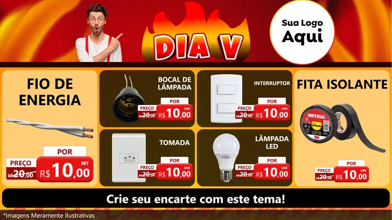 Modelo de TV para TV Horizontal com o tema Dia V para Materiais Elétricos