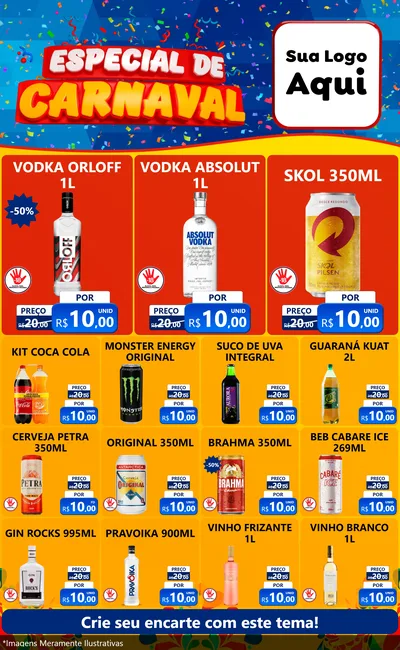 Modelo de Encarte para Encarte Grande com o tema Especial de Carnaval para Distribuidora de bebidas
