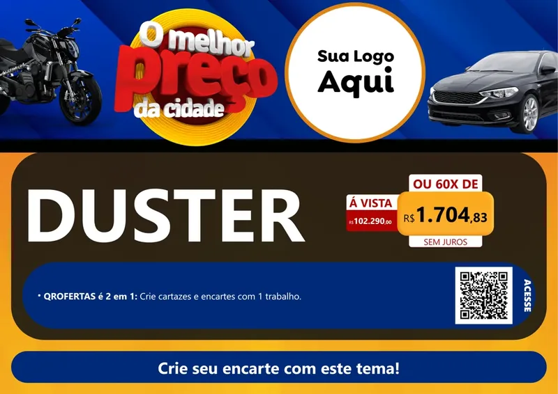 Modelo de Cartaz para Cartaz A4 Horizontal com o tema O Melhor Preço da Cidade - Auto e Motopeças para Concessionaria de Carros