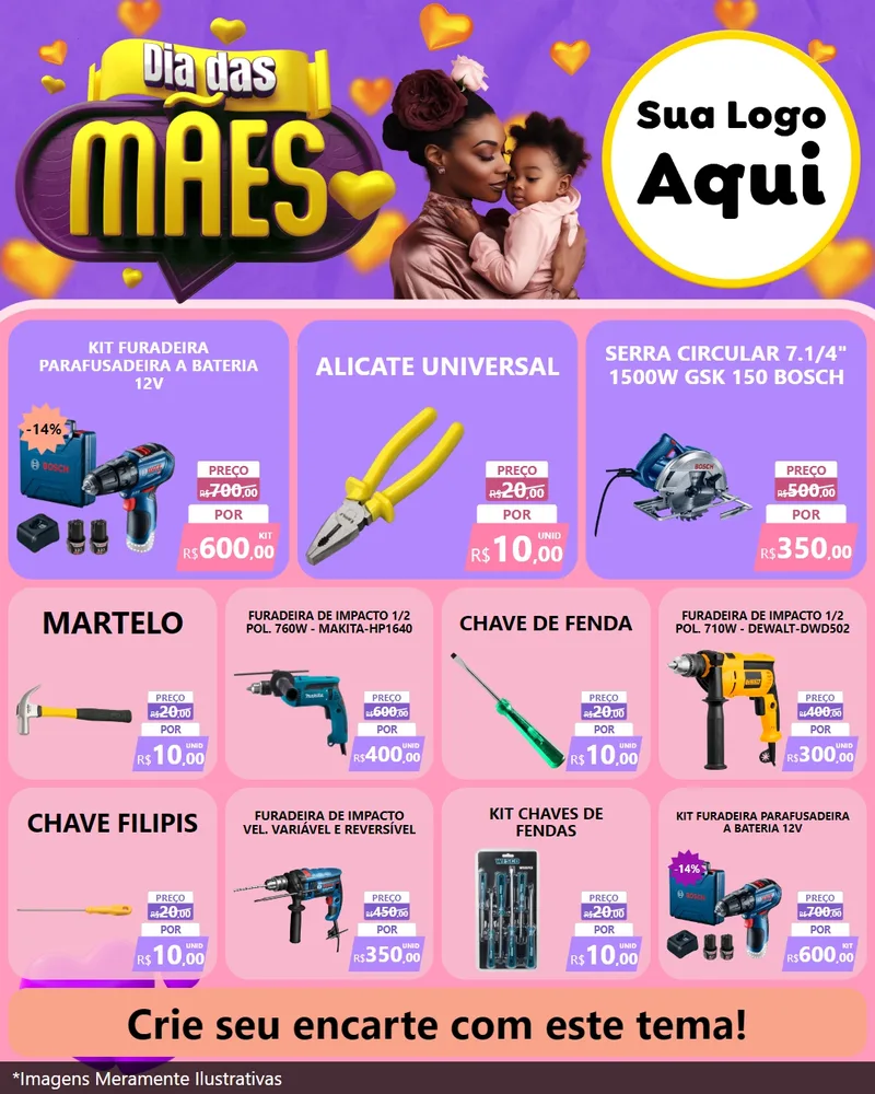 Modelo de Rede Social para Feed Instagram com o tema Dia das Mães para Maquinas e Ferramentas