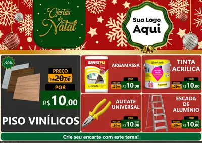 Modelo de Encarte para Encarte A4 Horizontal com o tema Natal de Ofertas para Material para Construção