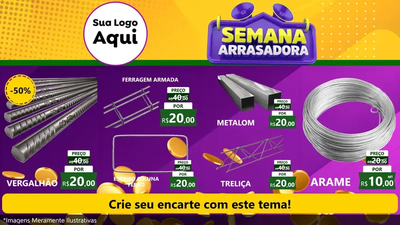 Modelo de TV para TV Horizontal com o tema Semana Arrasadora para Ferragens
