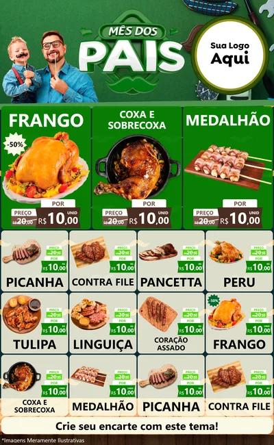 Modelo de Encarte para Encarte Grande com o tema Mês dos Pais para Assados