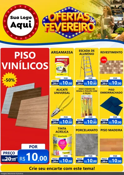 Modelo de Encarte para Encarte A4 Vertical com o tema Ofertas de Fevereiro para Material para Construção