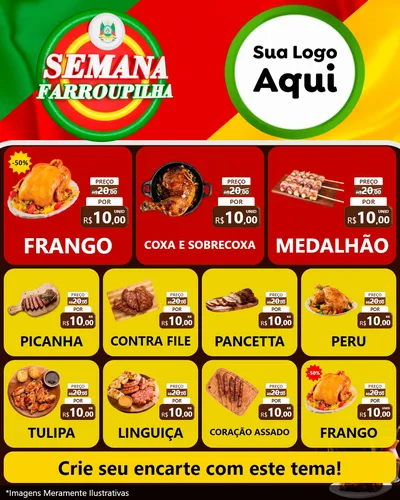 Modelo de Rede Social para Feed Instagram com o tema Semana Farroupilha para Assados