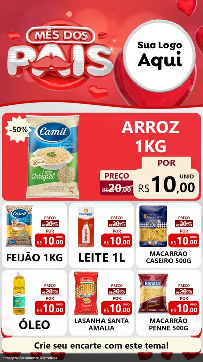Modelo de Rede Social para Stories com o tema Mês dos Pais para Supermercado