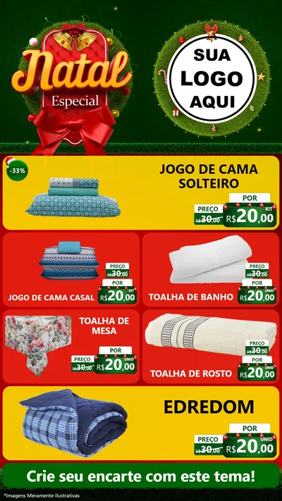 Modelo de TV para TV Vertical com o tema Natal Especial para Cama, Mesa e Banho