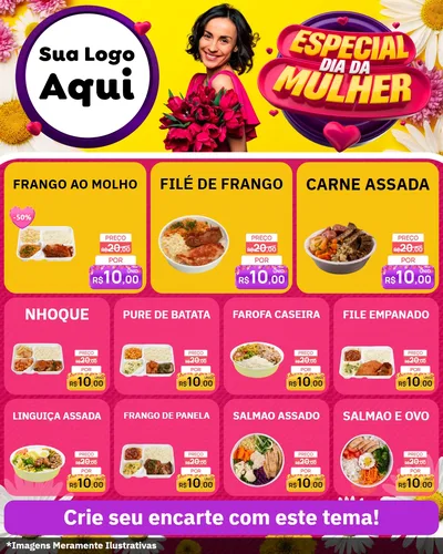 Modelo de Rede Social para Feed Instagram com o tema Especial Dia da Mulher para Restaurante