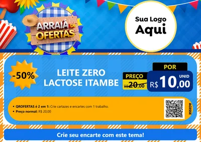 Modelo de Cartaz para Cartaz A4 Horizontal com o tema Arraiá de Ofertas para Frios e Laticínios