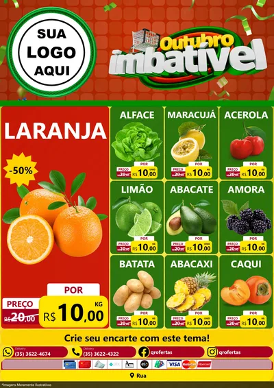 Modelo de Encarte para Encarte A4 Vertical com o tema Outubro Imbatível para Hortifrúti