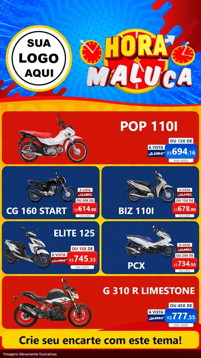 Modelo de TV para TV Vertical com o tema Hora Maluca para Concessionaria de Motos