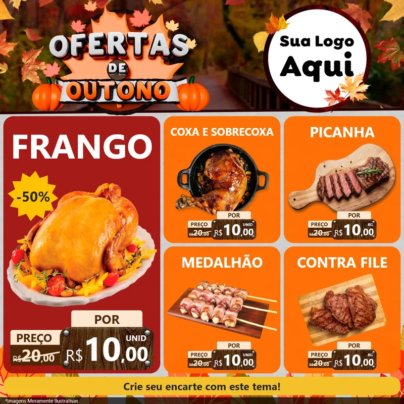 Modelo de Rede Social para Feed Facebook com o tema Ofertas de Outono para Assados