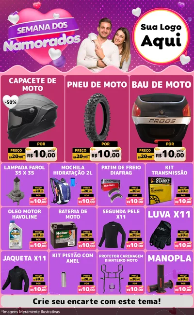 Modelo de Encarte para Encarte Grande com o tema Semana dos Namorados para Moto peças