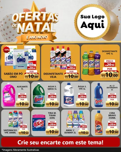 Modelo de Rede Social para Feed Instagram com o tema Ofertas De Natal E Ano Novo para Produtos de Limpeza