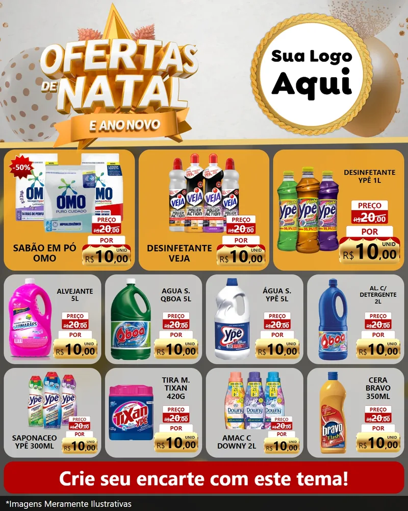 Modelo de Rede Social para Feed Instagram com o tema Ofertas De Natal E Ano Novo para Produtos de Limpeza