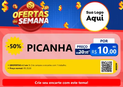 Modelo de Cartaz para Cartaz A4 Horizontal com o tema Ofertas Da Semana para Açougue