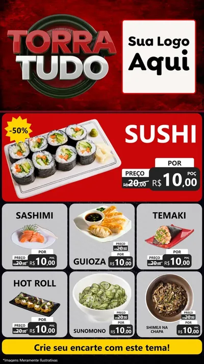 Modelo de Rede Social para Stories com o tema Torra Tudo para Comida japonesa