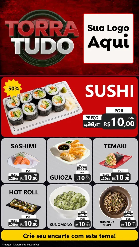Modelo de Rede Social para Stories com o tema Torra Tudo para Comida japonesa